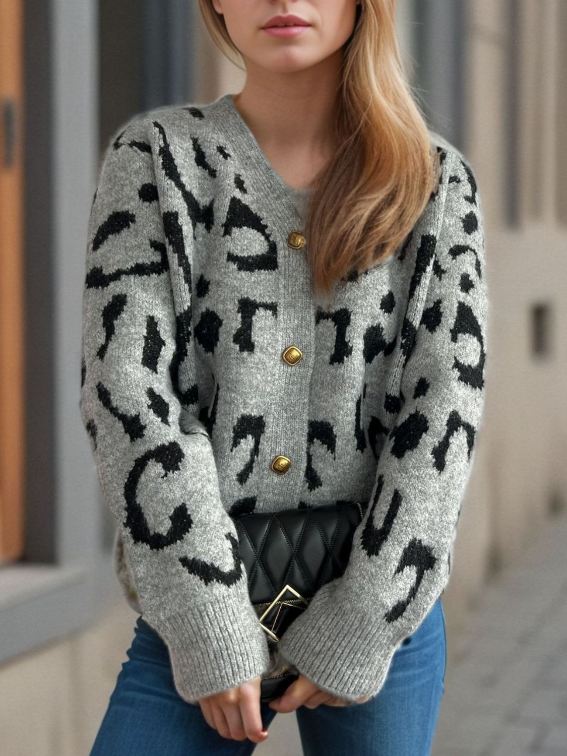 Leopard V-Neck Button Up Cardigan-Angel Casuals