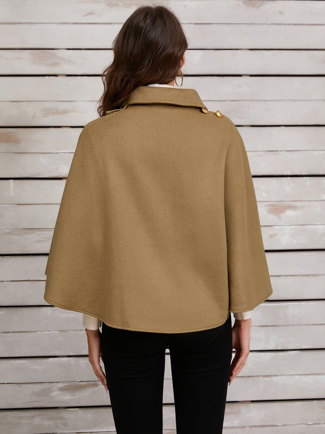 Collared Neck Cropped Cape-Angel Casuals