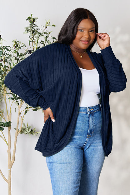 Basic Bae Full Size Ribbed Cocoon Cardigan-Angel Casuals