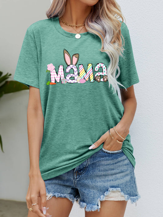 Easter MAMA Graphic Round Neck T-Shirt-Angel Casuals