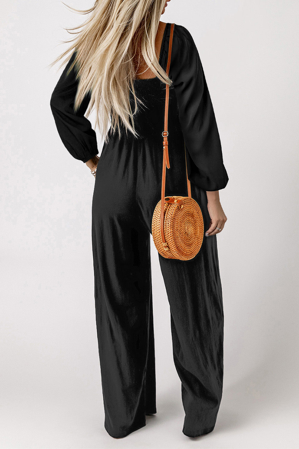 Square Neck Raglan Sleeve Jumpsuit with Pocket-Angel Casuals