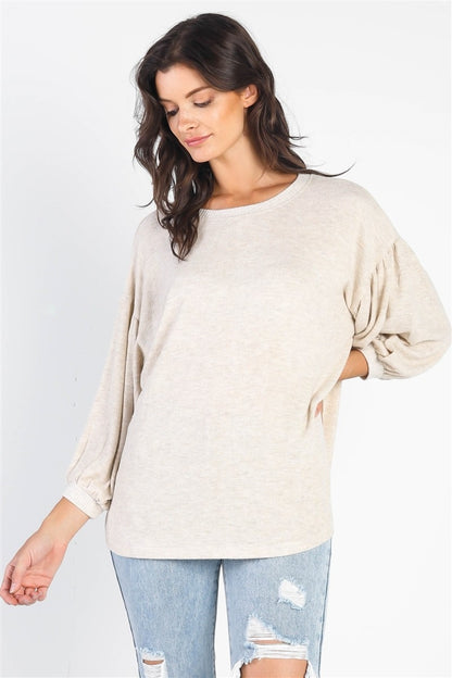 Cherish Apparel Drop Shoulder Puff Sleeve Top-Angel Casuals