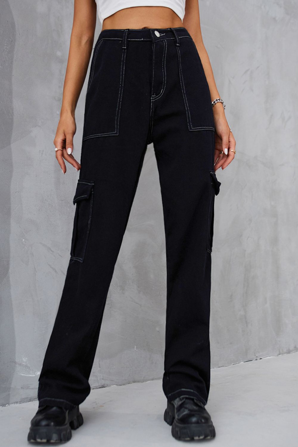 Baeful Long Straight Leg Jeans with Pockets-Angel Casuals