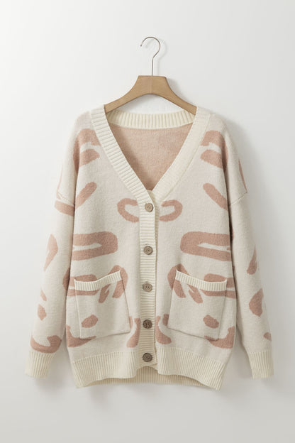 Leopard V Neck Button Down Cardigan-Angel Casuals