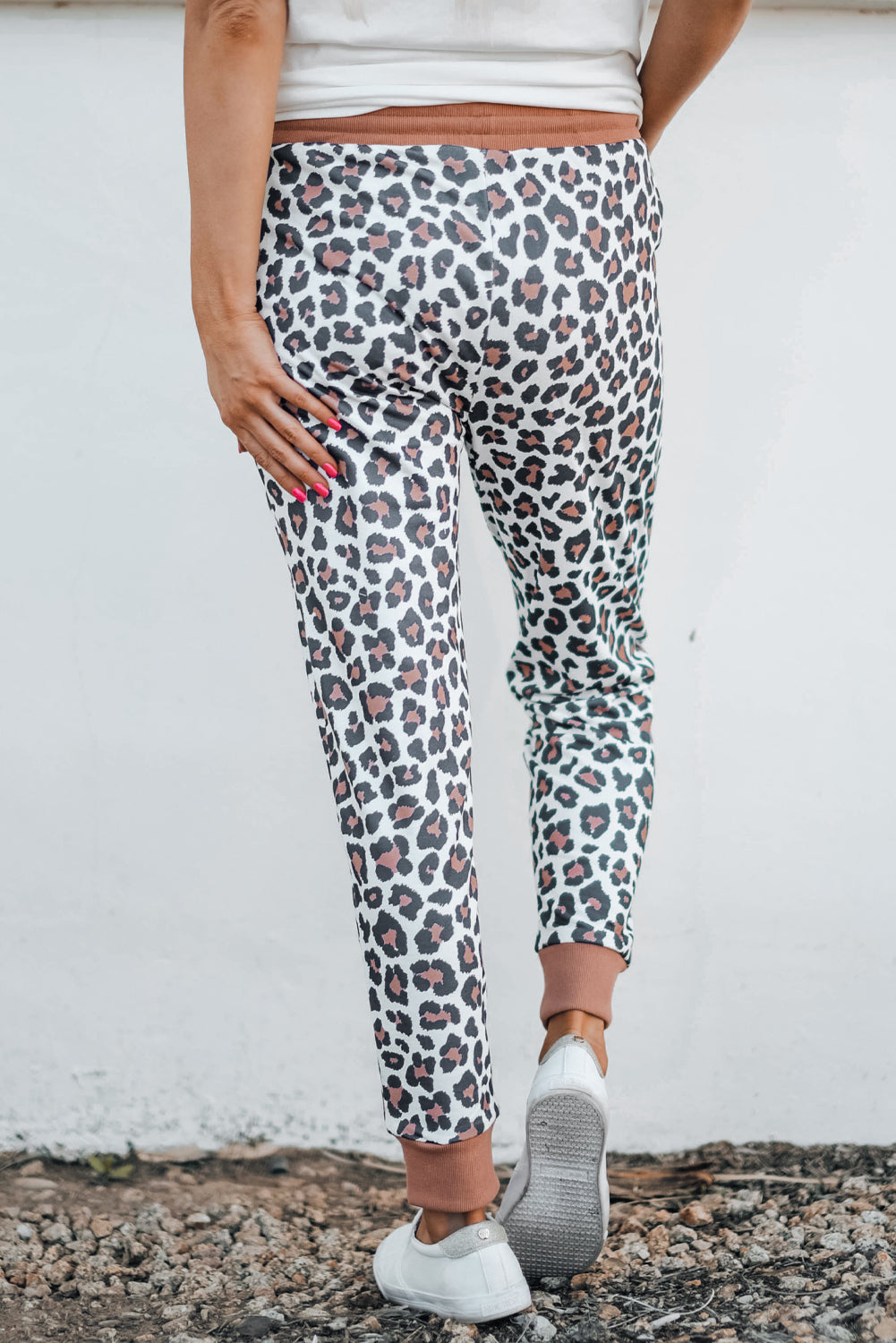 Leopard Print Elastic Waist Jogger Pants-Angel Casuals