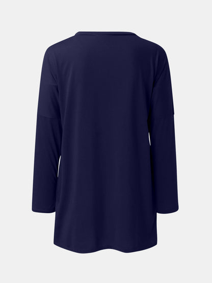 Full Size Round Neck Long Sleeve T-Shirt-Angel Casuals