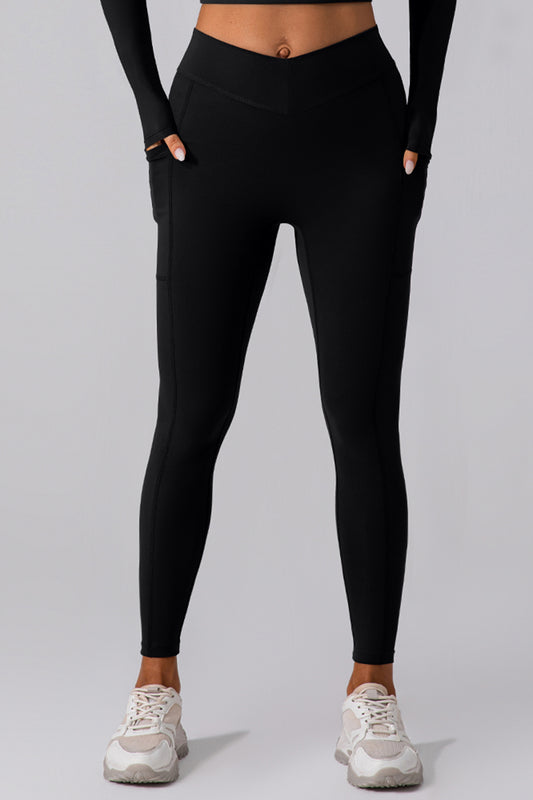 High Waist Active Leggings with Pockets-Angel Casuals