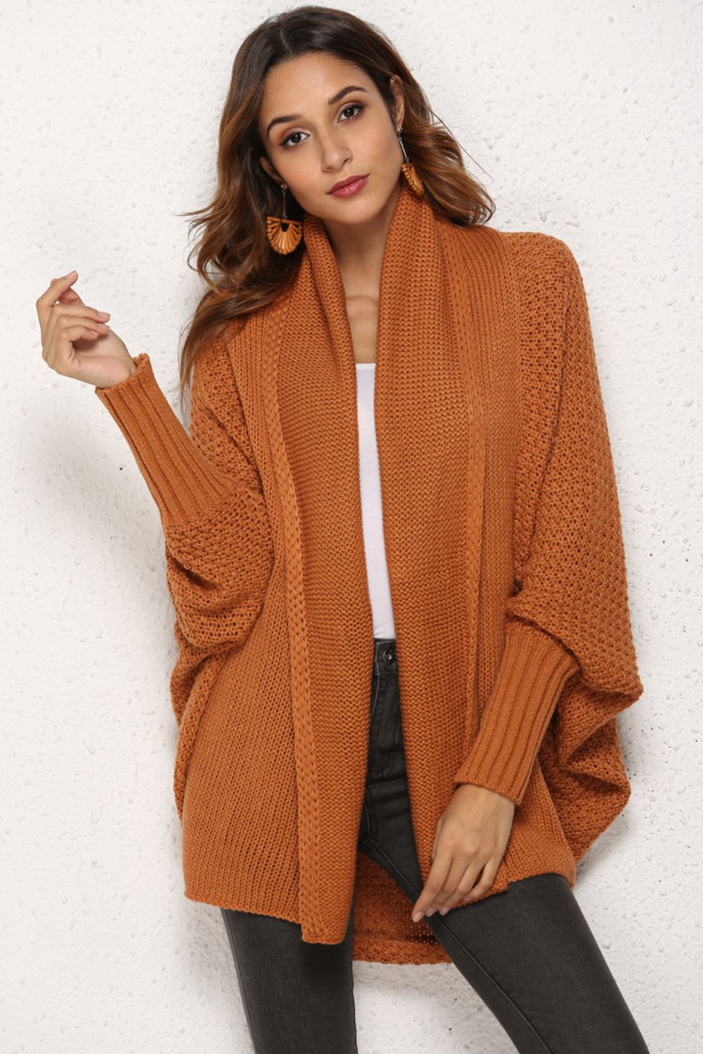 Open Front Dolman Sleeve Longline Cardigan-Angel Casuals