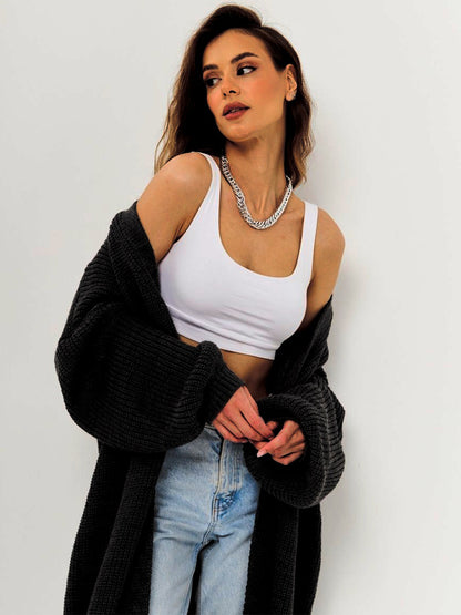 Open Front Long Sleeve Longline Cardigan-Angel Casuals