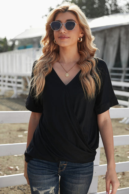 Surplice Half Sleeve T-Shirt-Angel Casuals