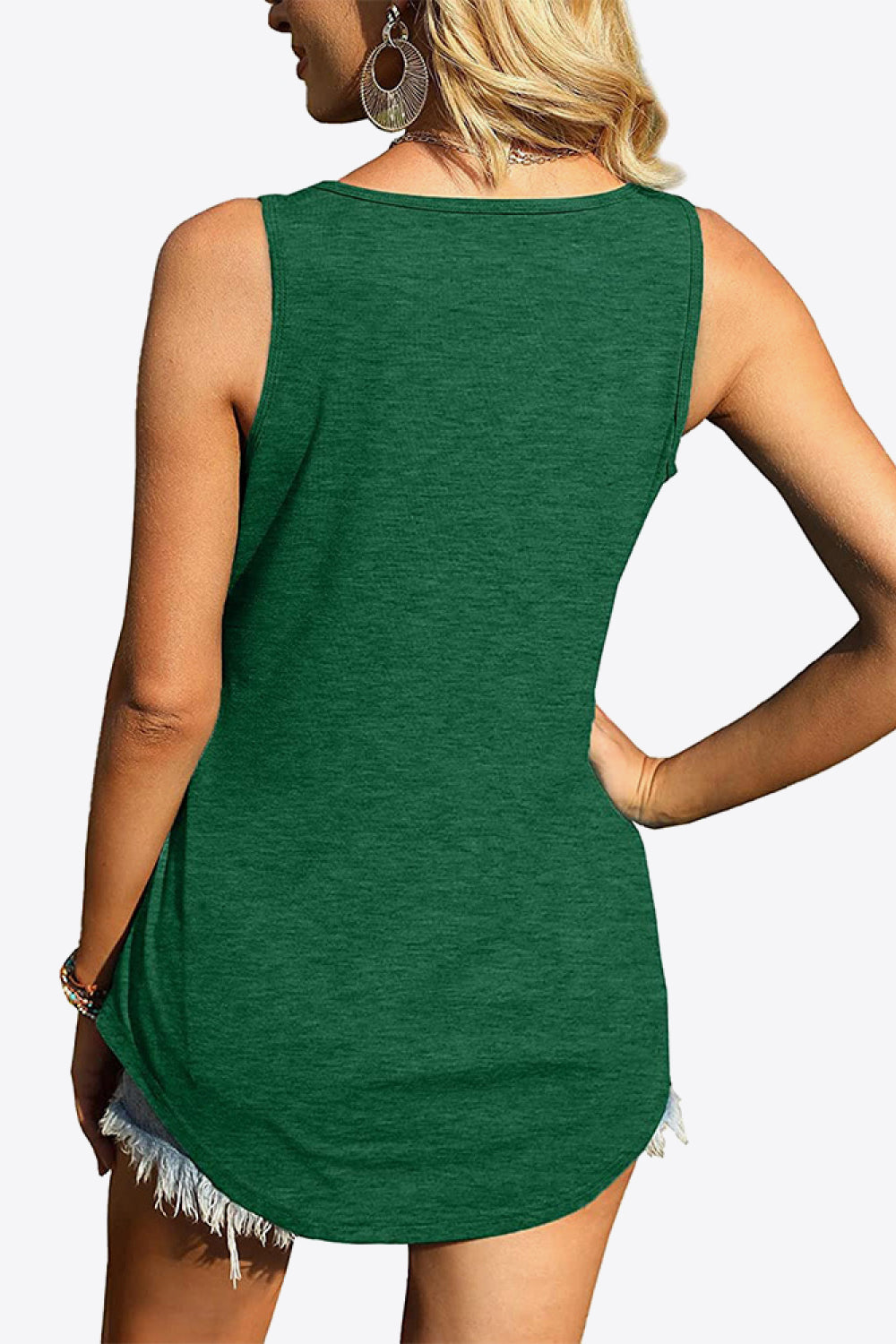 Curved Hem Square Neck Tank-Angel Casuals