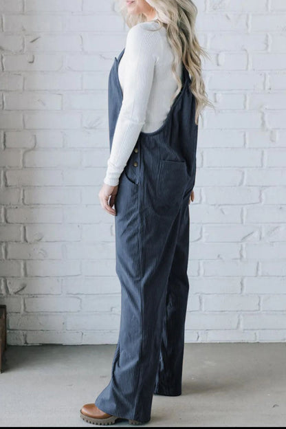 Square Neck Wide Strap Overalls-Angel Casuals