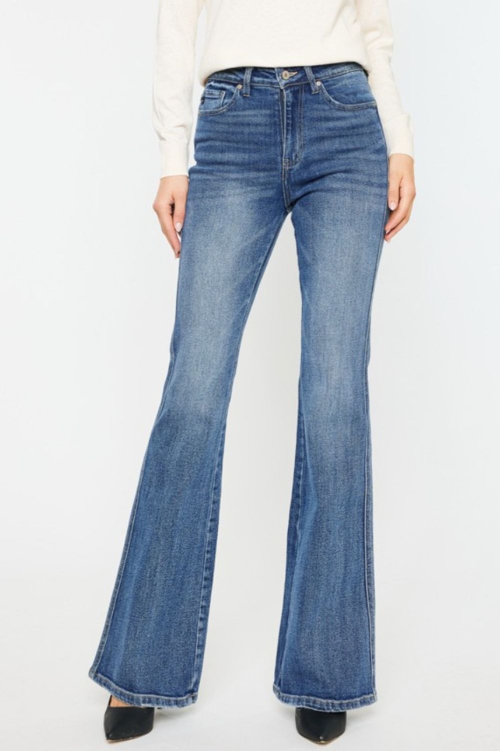 Kancan Cat's Whiskers High Waist Flare Jeans-Angel Casuals