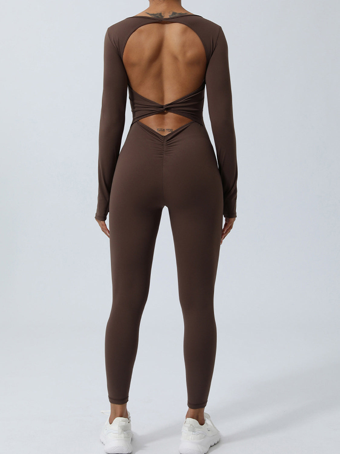 Twisted Backless Long Sleeve Jumpsuit-Angel Casuals