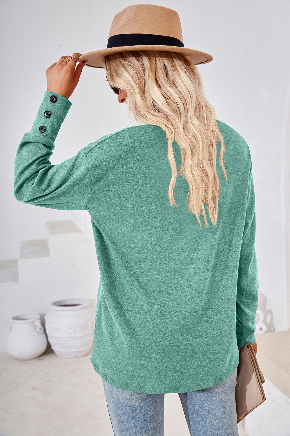 V-Neck Dropped Shoulder T-Shirt-Angel Casuals