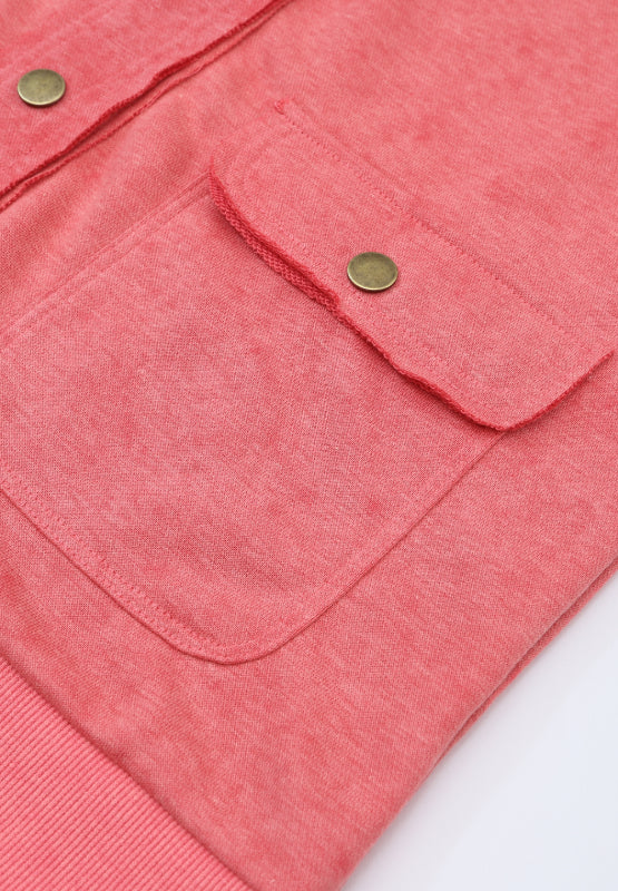 Snap Down Flap Pocket Long Sleeve Shacket-Angel Casuals