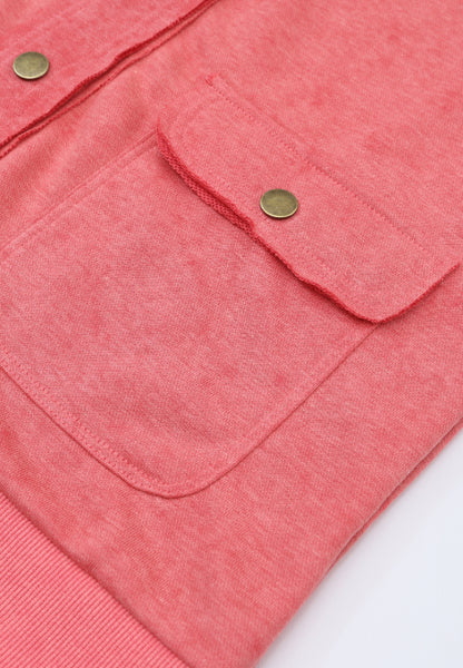 Snap Down Flap Pocket Long Sleeve Shacket-Angel Casuals