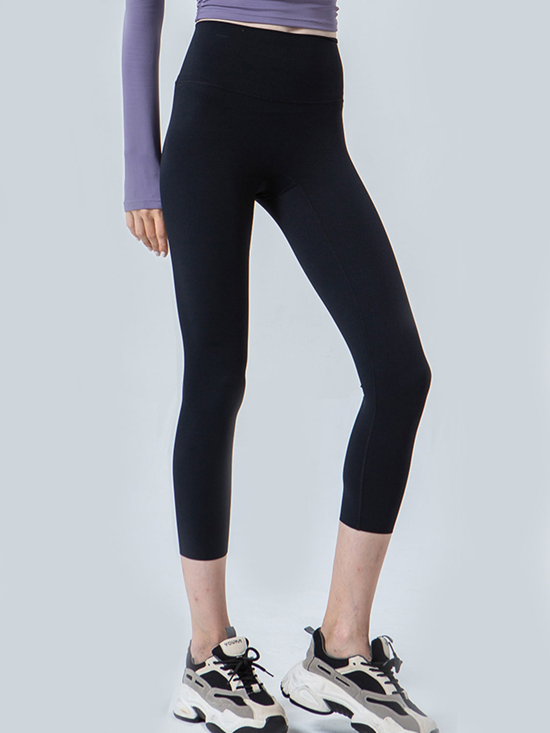 Wide Waistband Cropped Sports Leggings-Angel Casuals