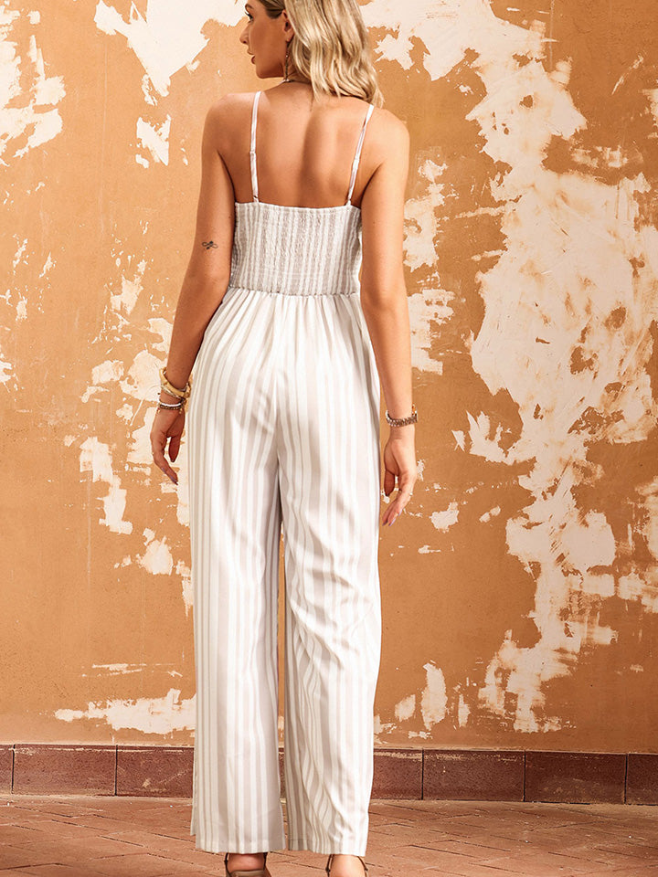 Sleeveless Tie Front Wide Leg Jumpsuit-Angel Casuals