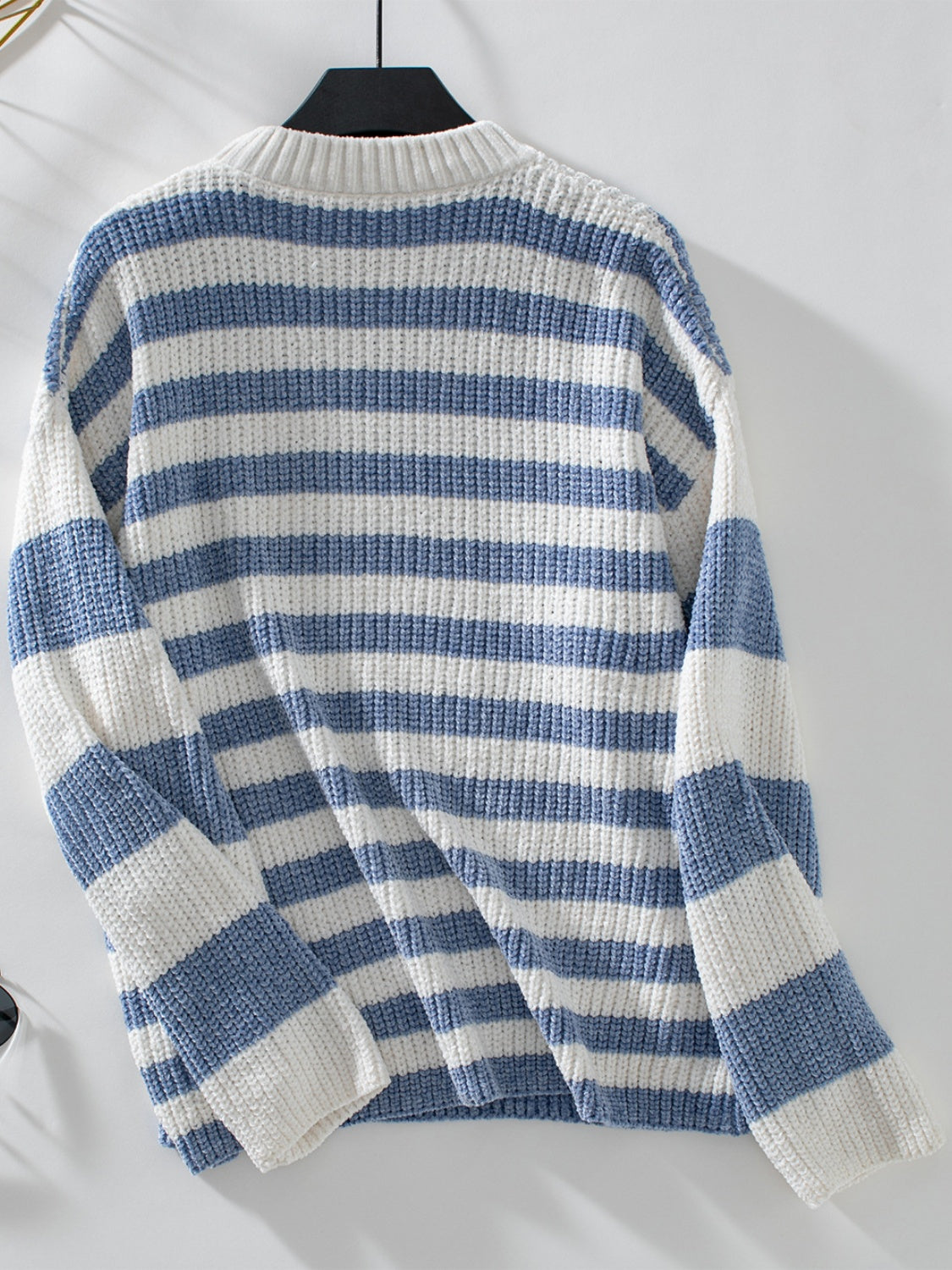 Striped Round Neck Long Sleeve Sweater-Angel Casuals