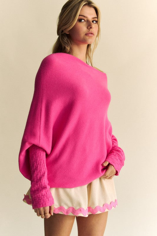 Davi & Dani Solid Color Batwing Sleeve Sweater-Angel Casuals