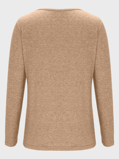 Crisscross V-Neck Long Sleeve T-Shirt-Angel Casuals