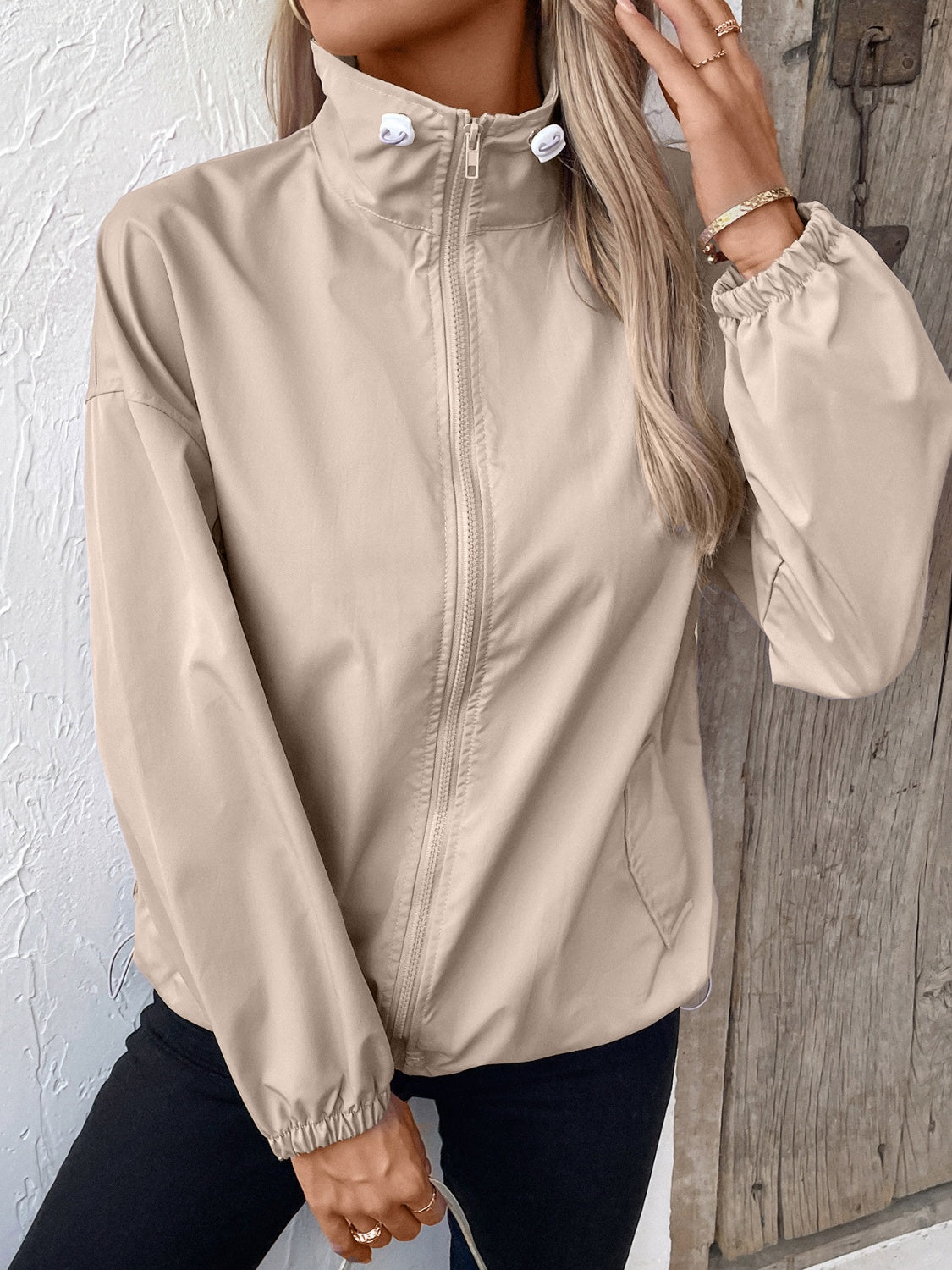 Ivy Lane Pocketed Zip Up Long Sleeve Jacket-Angel Casuals