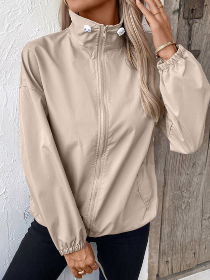 Ivy Lane Pocketed Zip Up Long Sleeve Jacket-Angel Casuals