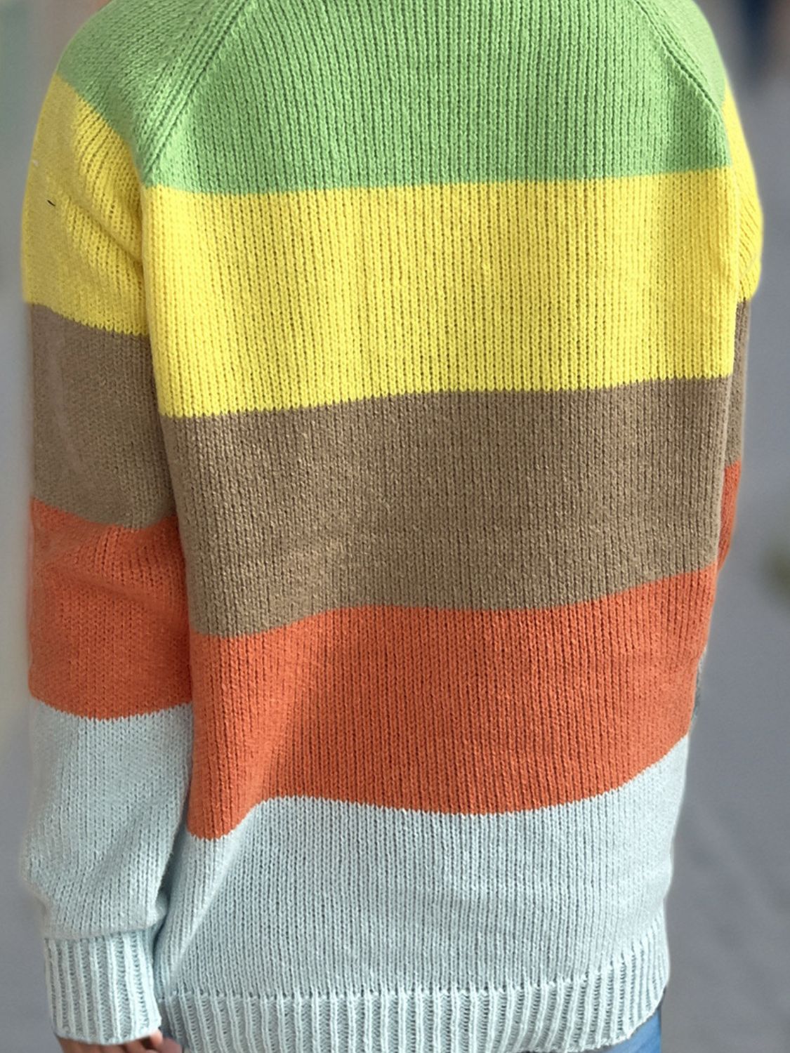 Color Block Round Neck Long Sleeve Sweater-Angel Casuals