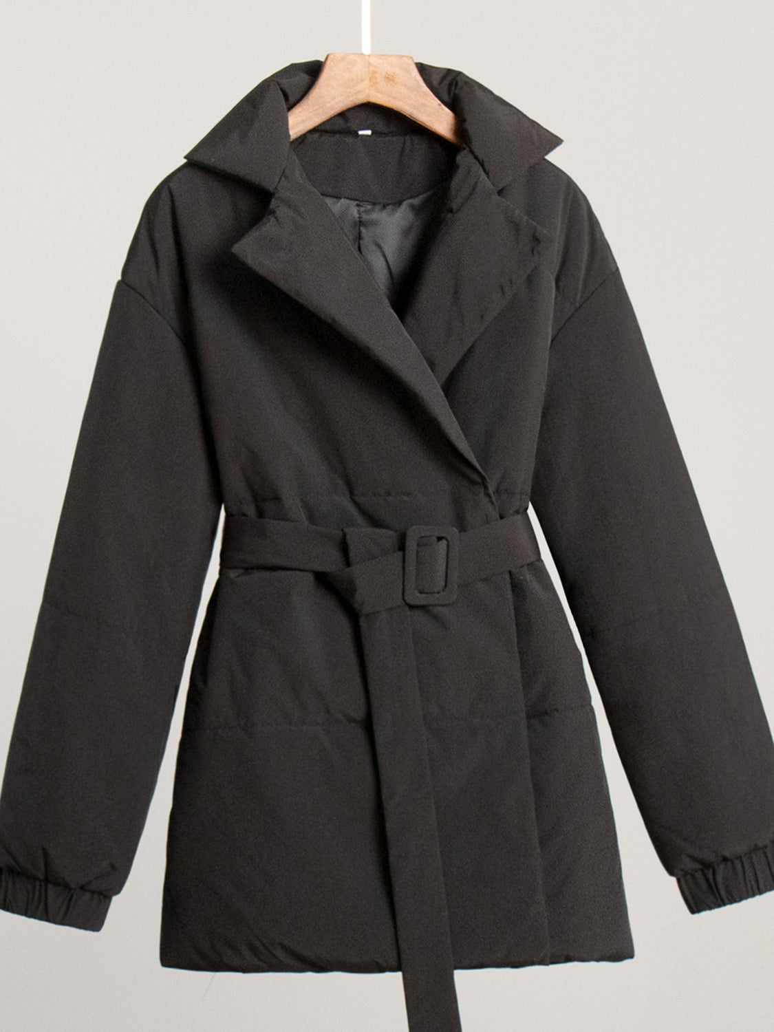 Puffer Long Sleeve Winter Coat with Belt-Angel Casuals