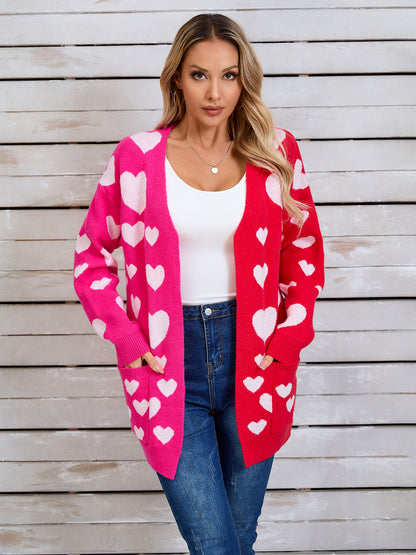Angel Wings Heart Open Front Long Sleeve Cardigan-Angel Casuals
