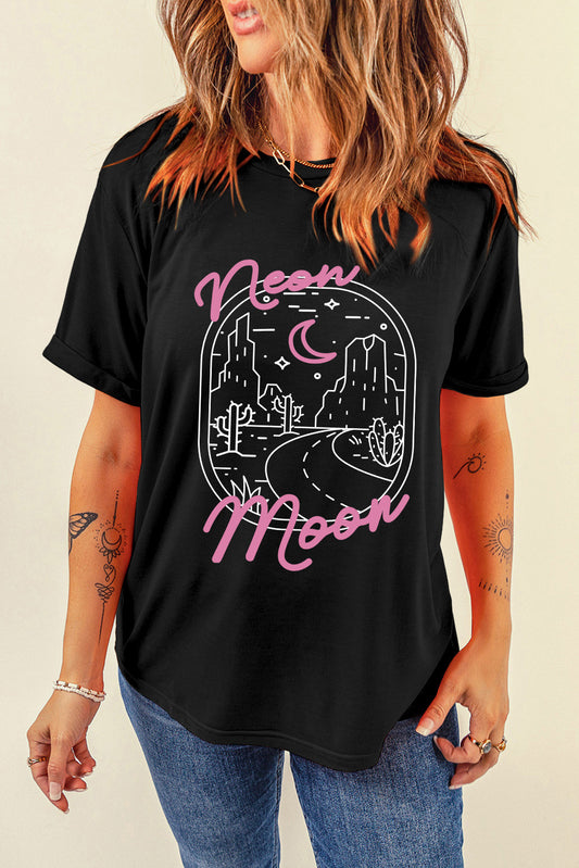 Graphic Round Neck Short Sleeve T-Shirt-Angel Casuals