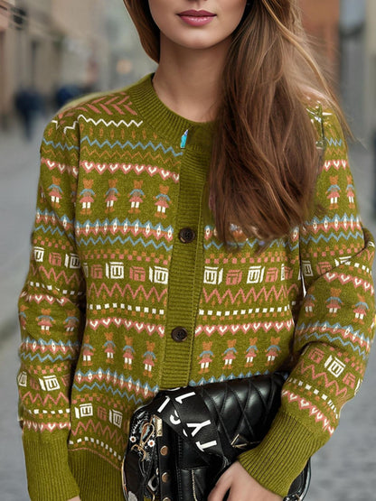 Graphic Button Down Long Sleeve Cardigan-Angel Casuals