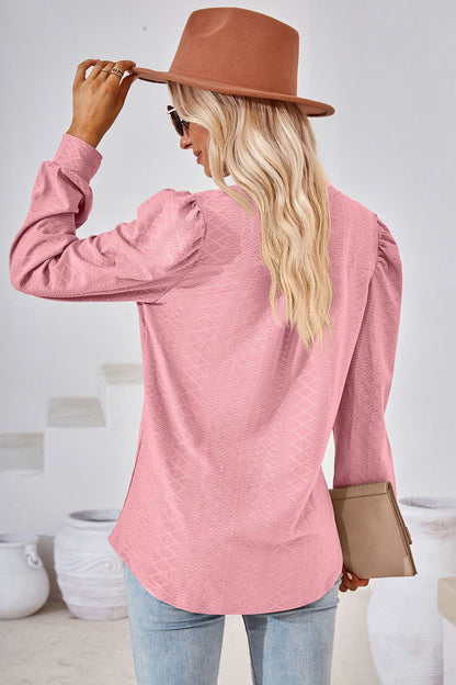 Notched Long Sleeve T-Shirt-Angel Casuals