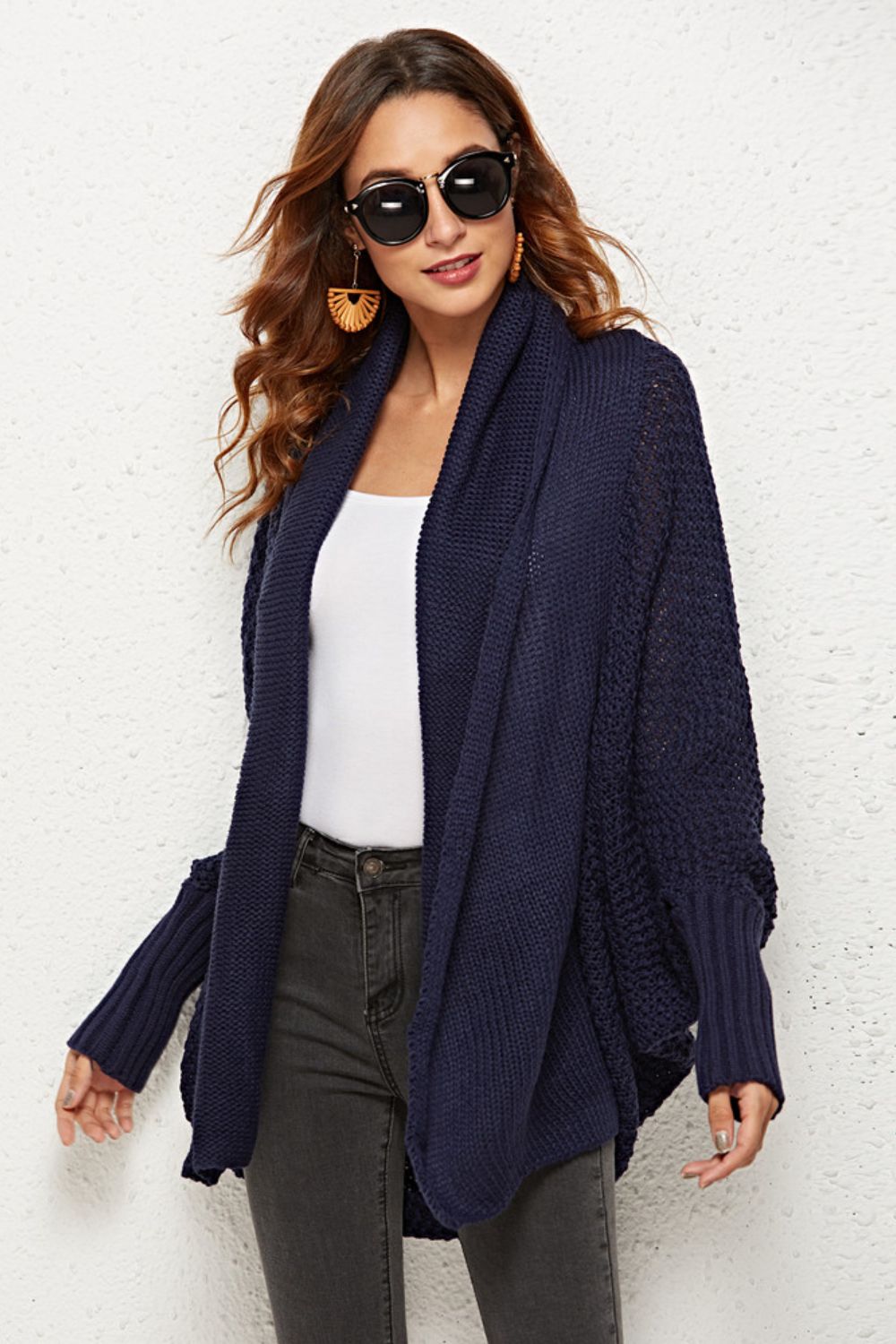 Open Front Dolman Sleeve Longline Cardigan-Angel Casuals