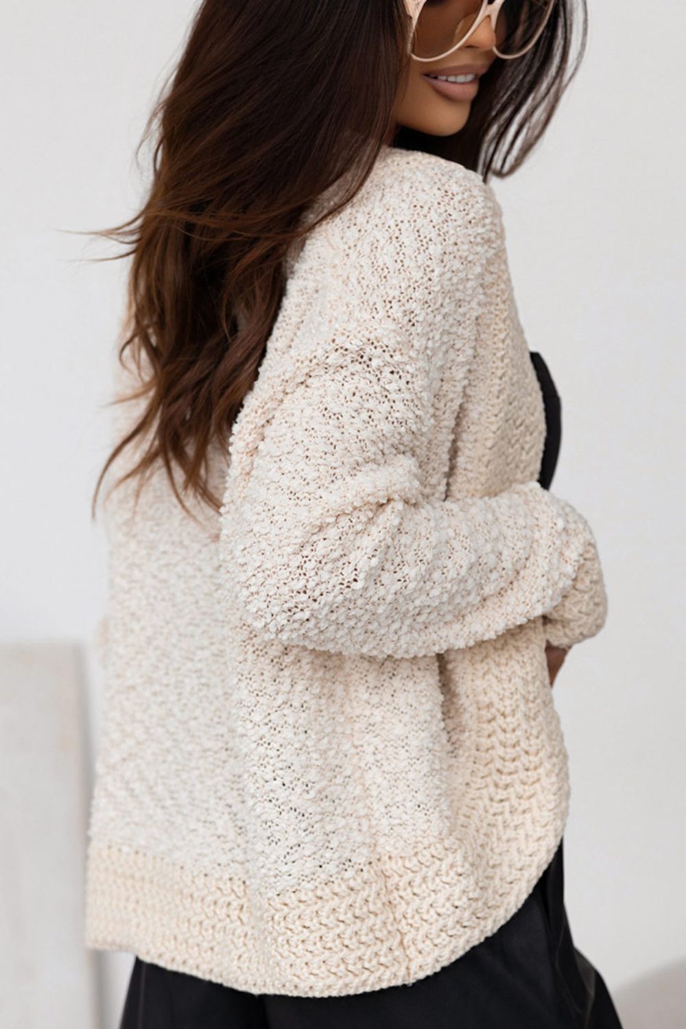 Solid Color Open Front Cardigan-Angel Casuals