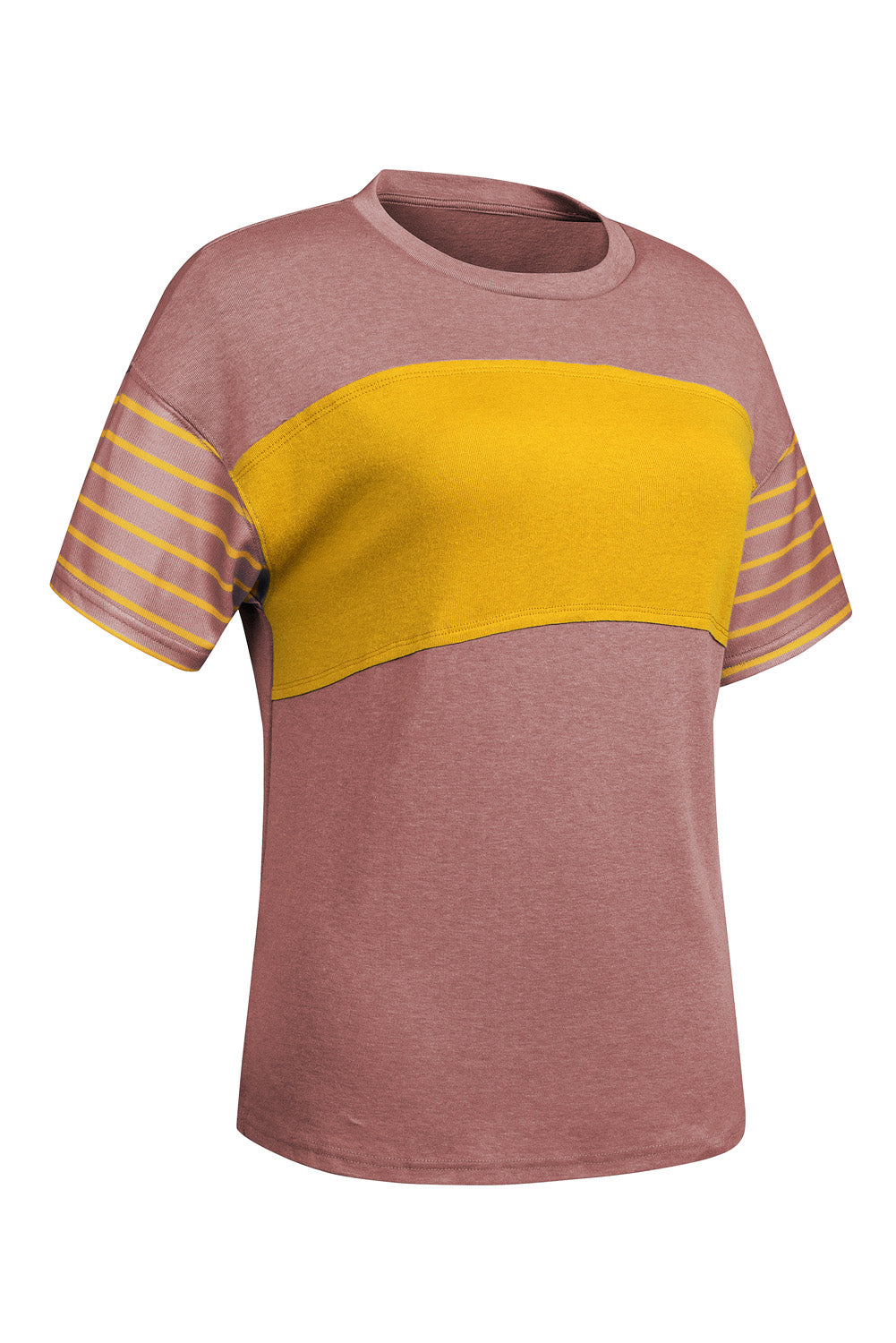 Striped Round Neck Short Sleeve T-Shirt-Angel Casuals