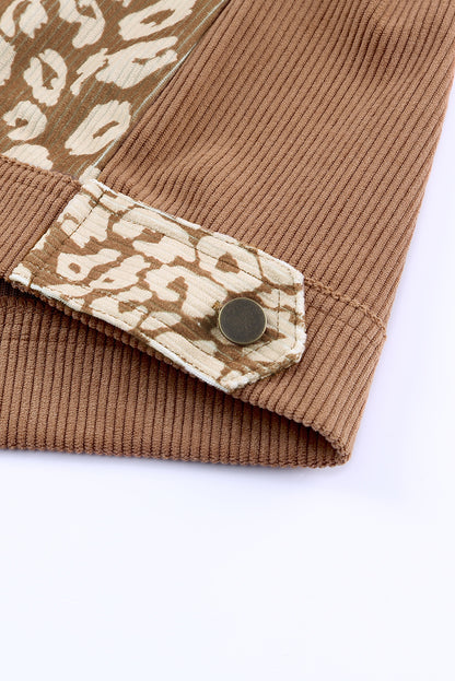 Leopard Button Up Drop Shoulder Jacket-Angel Casuals