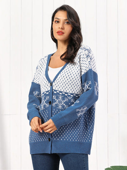 Snowflake Button Down Cardigan-Angel Casuals