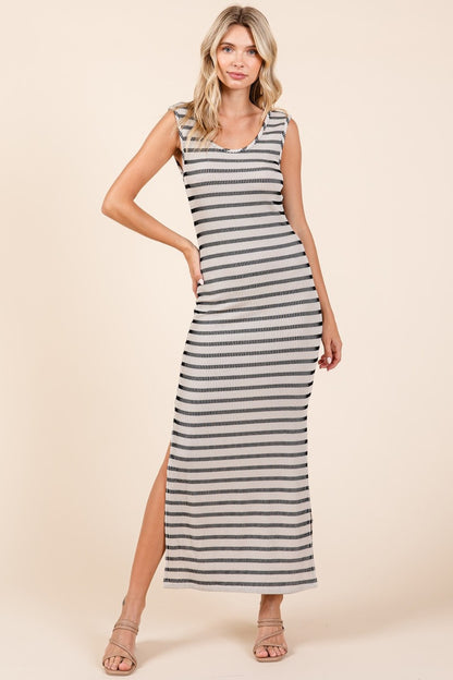 Mittoshop Striped Scoop Neck Sleeveless Maxi Dress-Angel Casuals