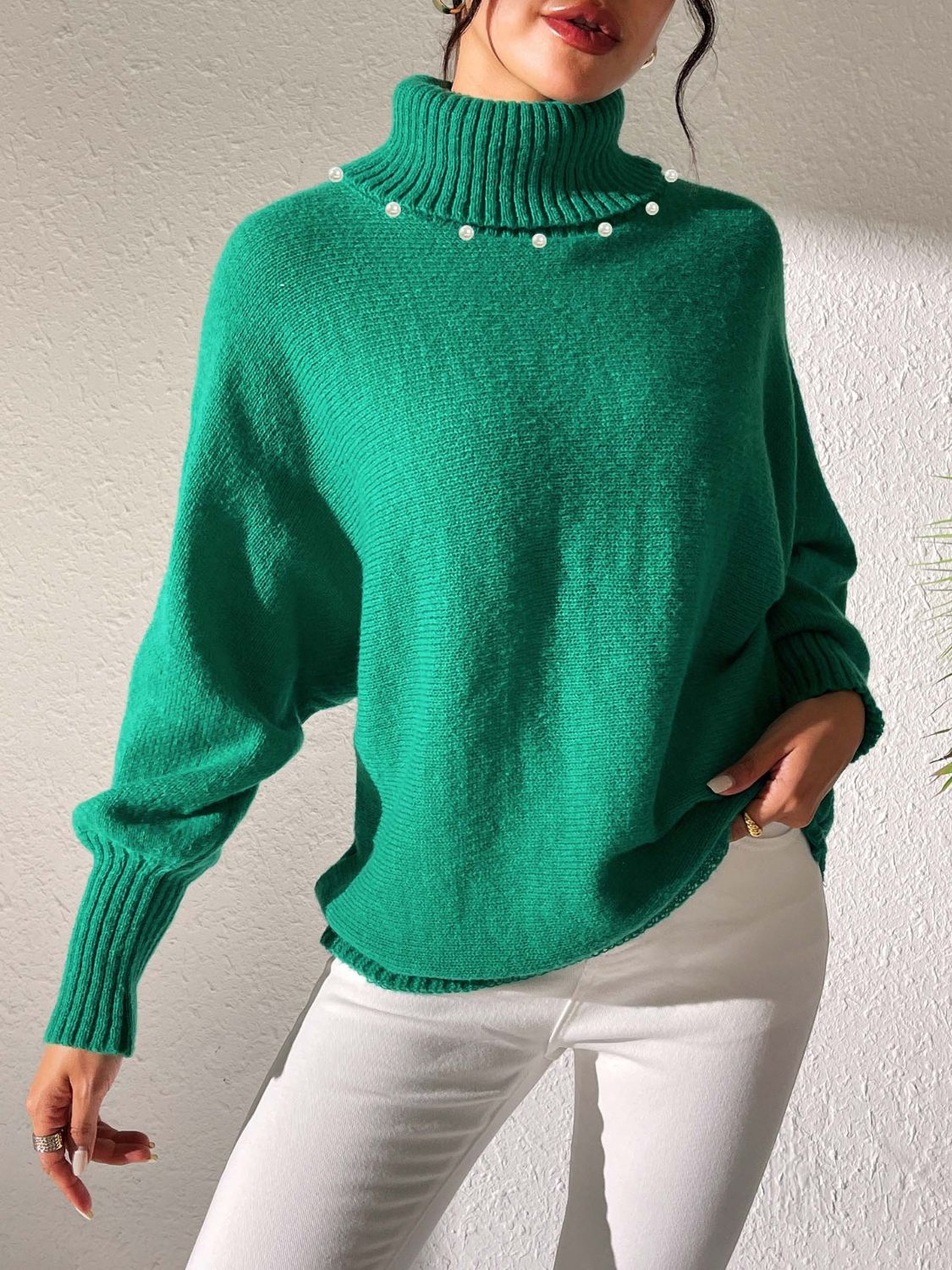 Turtleneck Long Sleeve Sweater-Angel Casuals