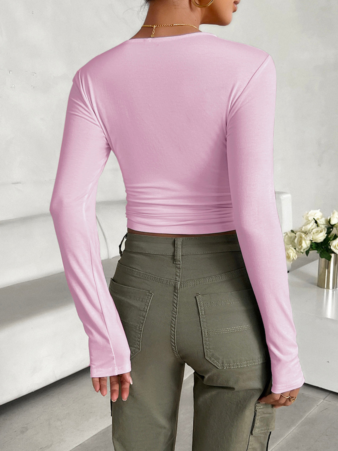 Round Neck Long Sleeve T-Shirt-Angel Casuals