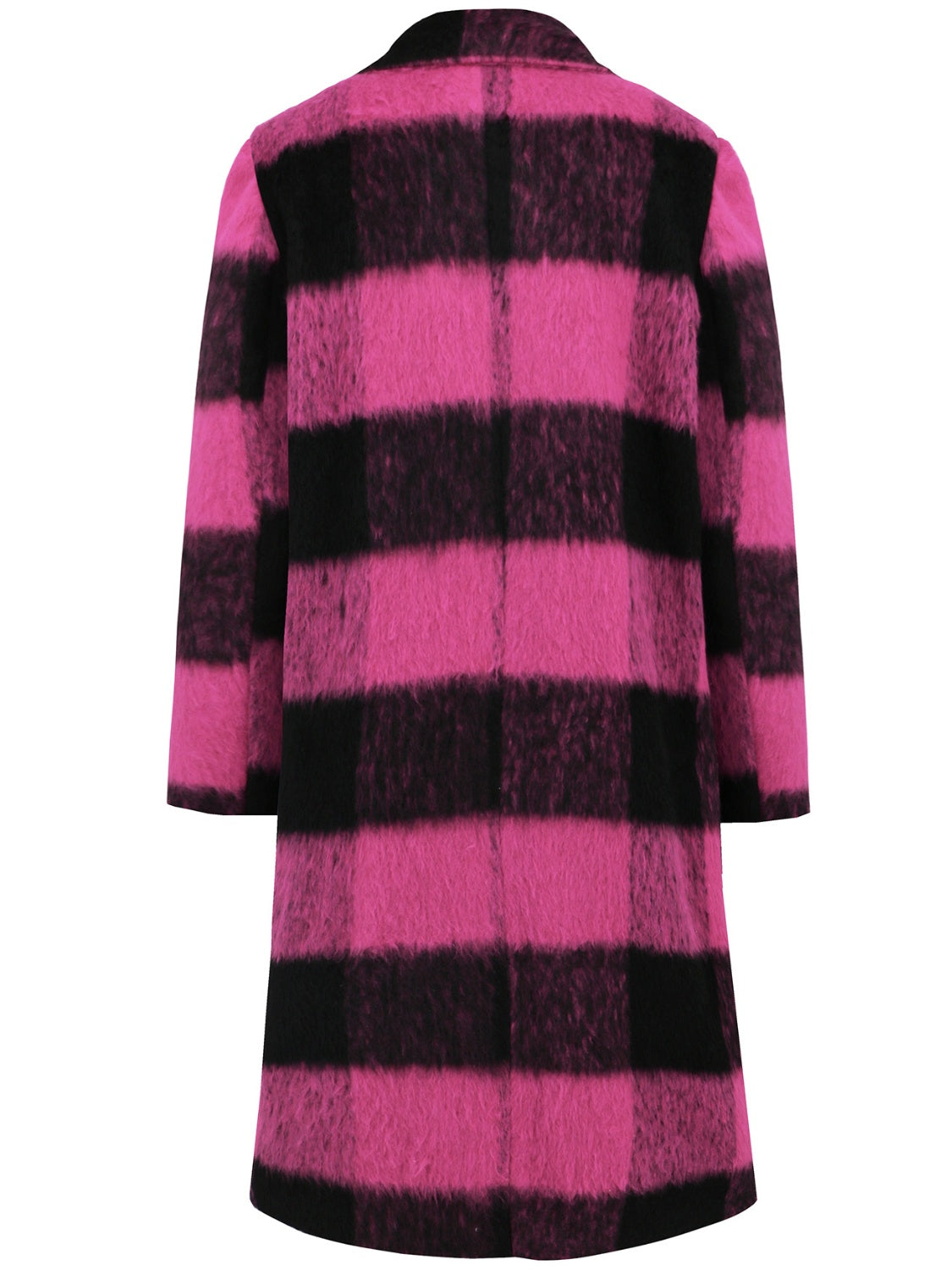 Plaid Double-Breasted Long Sleeve Coat-Angel Casuals