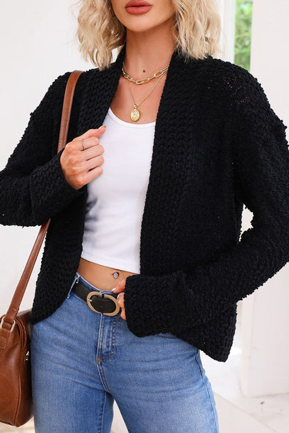 Solid Color Open Front Cardigan-Angel Casuals