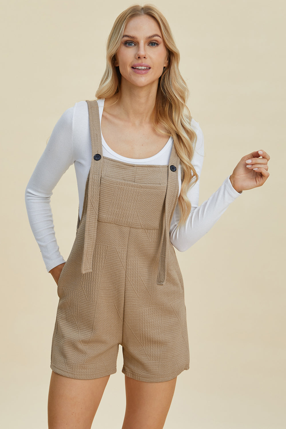 Double Take Full Size Texture Sleeveless Romper-Angel Casuals