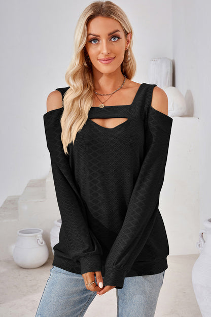 Cutout Square Neck Cold Shoulder T-Shirt-Angel Casuals