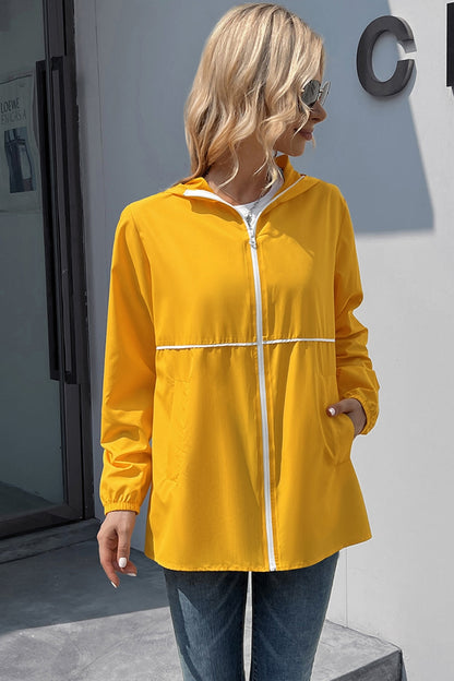 Ivy Lane Zip Up Long Sleeve Hooded Watertight Jacket-Angel Casuals