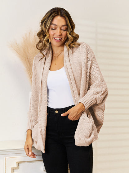 Angel Wings Open Front Cardigan with Pockets-Angel Casuals