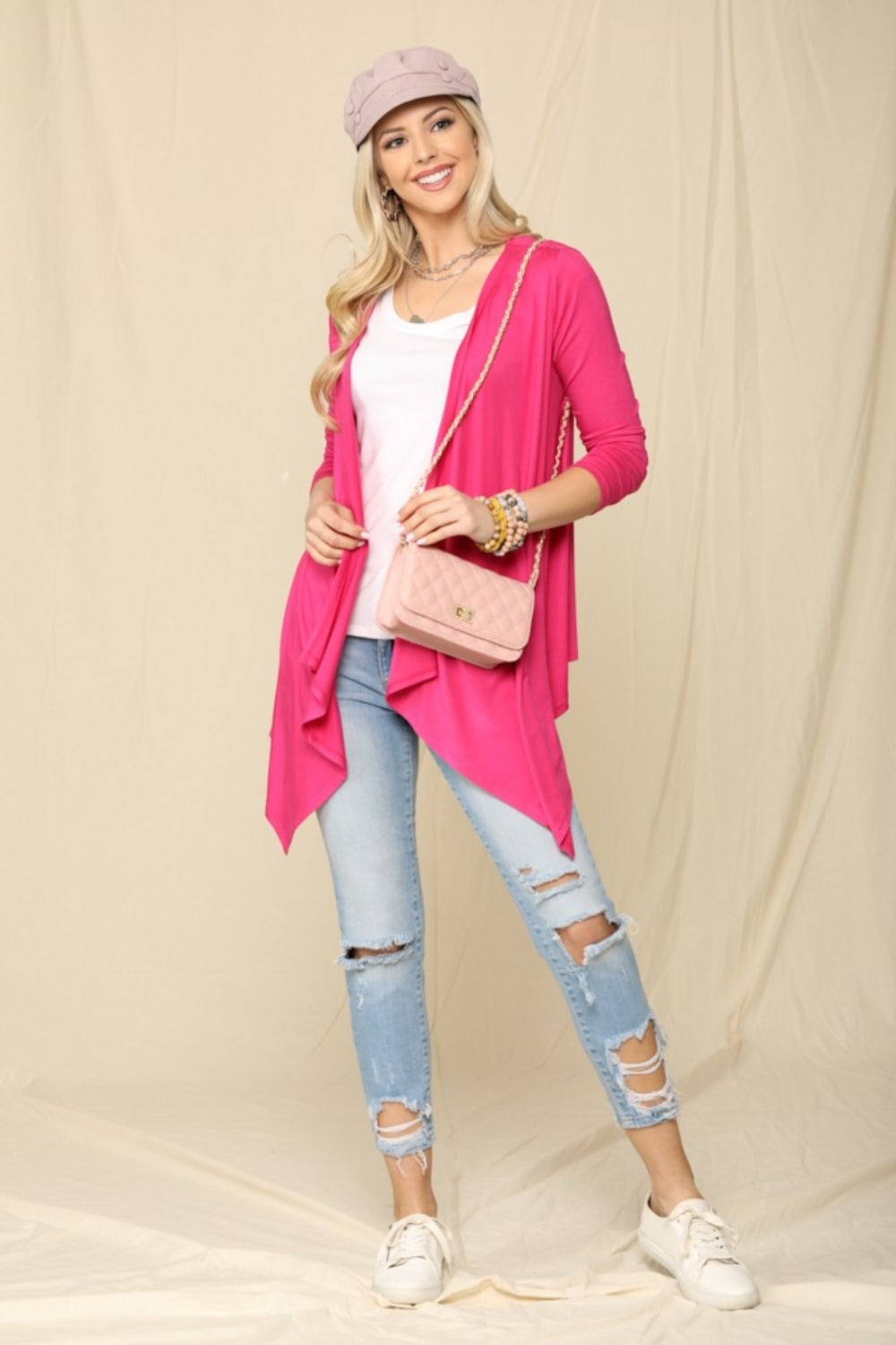 Celeste Full Size Open Front Knit Cardigan-Angel Casuals