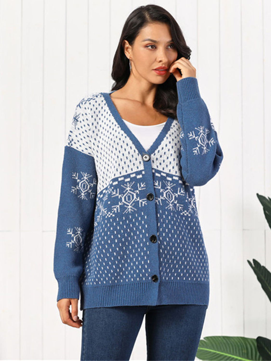 Snowflake Button Down Cardigan-Angel Casuals